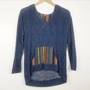 Silver Gate | Blue Burn Out Hoodie with Embroidery